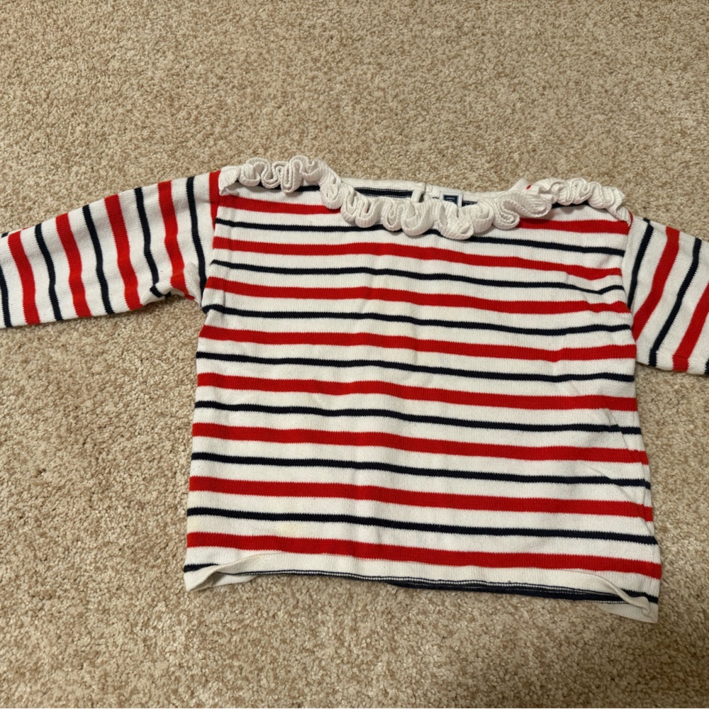 Janie and Jack Striped Sweater with Ruffle Neck
